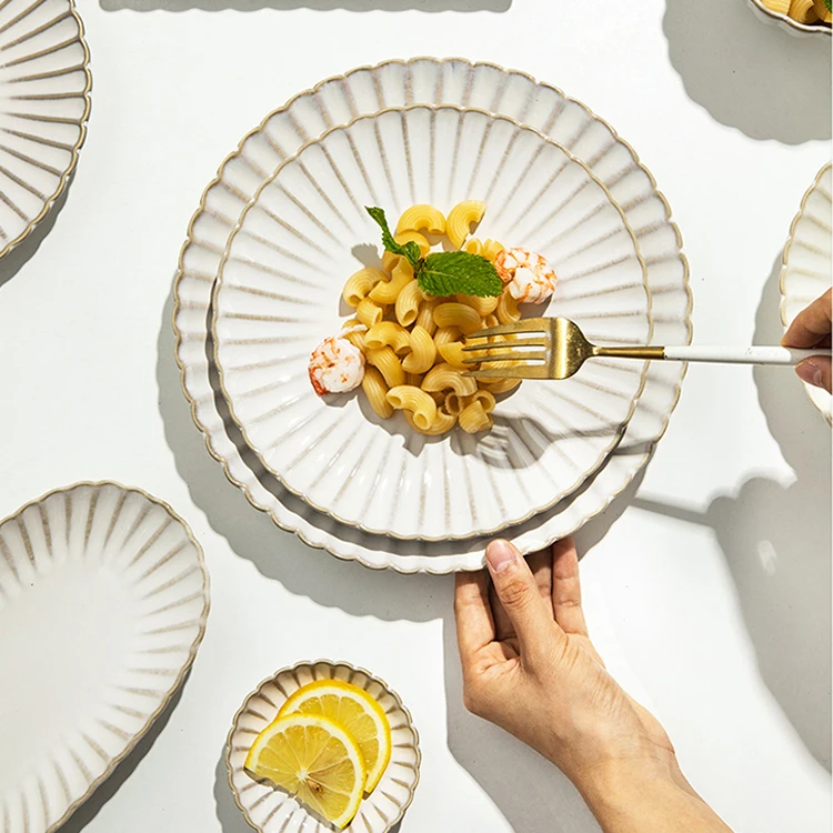 White Ceramic Plate, For restaurant Home Tableware Porcelain DInner Plate Bulk Ceramic Plates and Bowls Dish Buffet