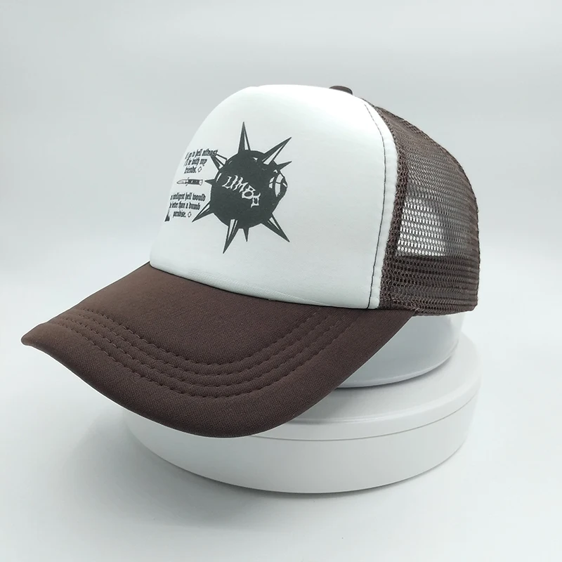 polyester foam caps  trucker cap summer  coffee  color hat with logo printing