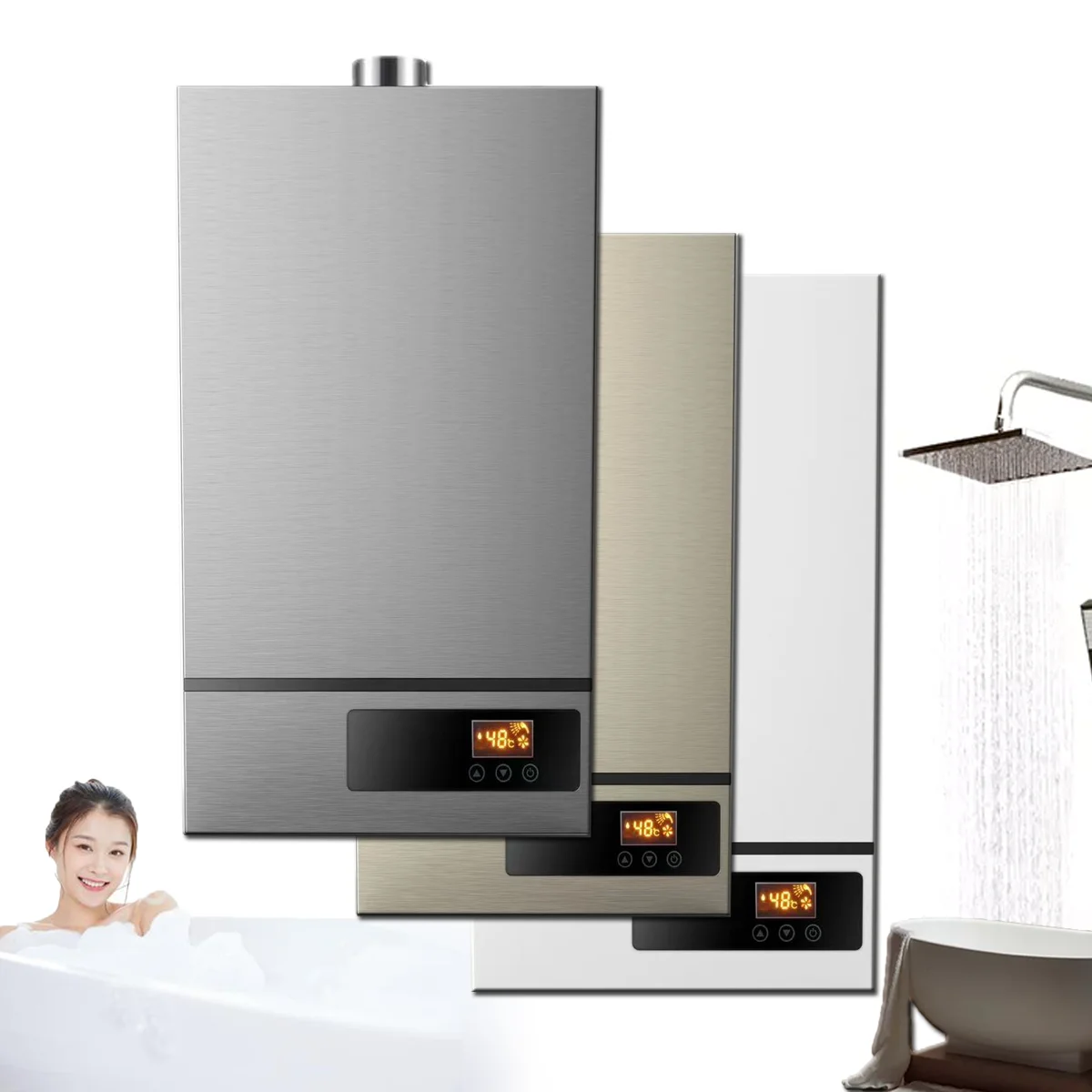 New Style Storage Instant Tankless Strong Flue Exhaust Bathroom Shower Whole House Tankless Gas Shower Water Heater