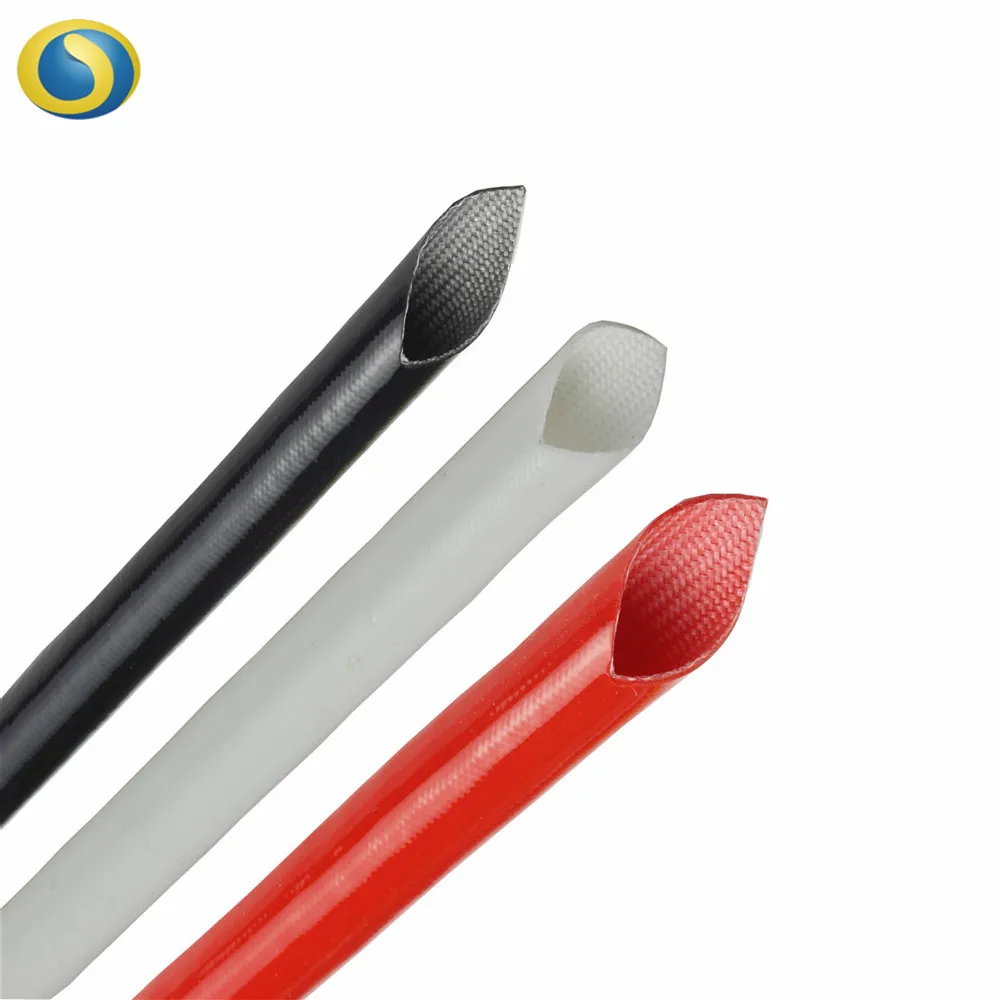 1.5kv Black red colors 1/4' silicone Fiberglass sleeving Heat Shield fiber glass hose 6MM