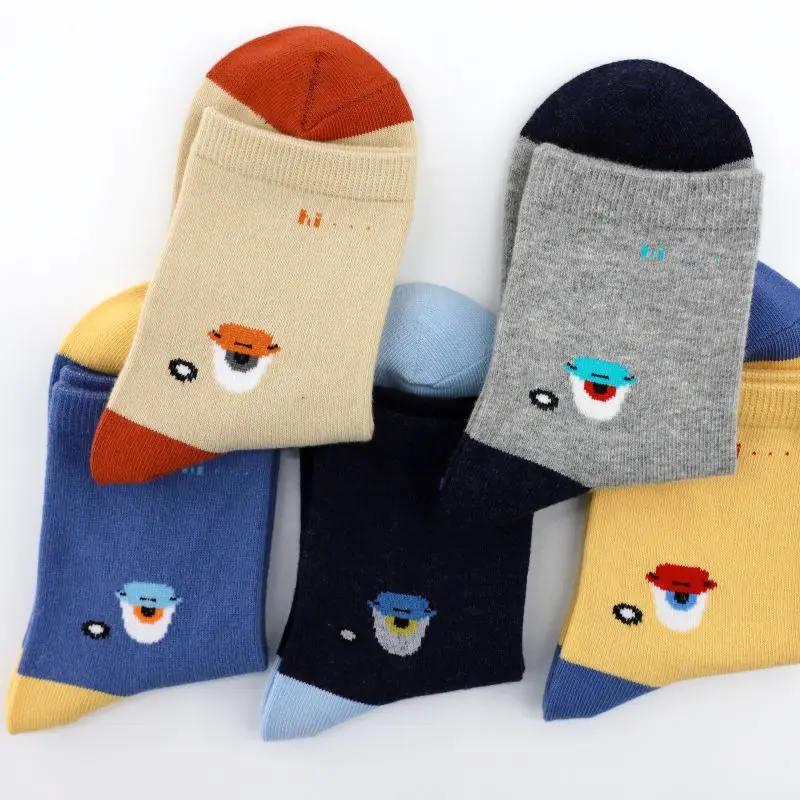 Низкий минимальный заказ, прямой производитель, оптовая продажа, 100% хлопок, дизайн «Глаза животных», высокое качество, детские носки для мальчиков и девочек