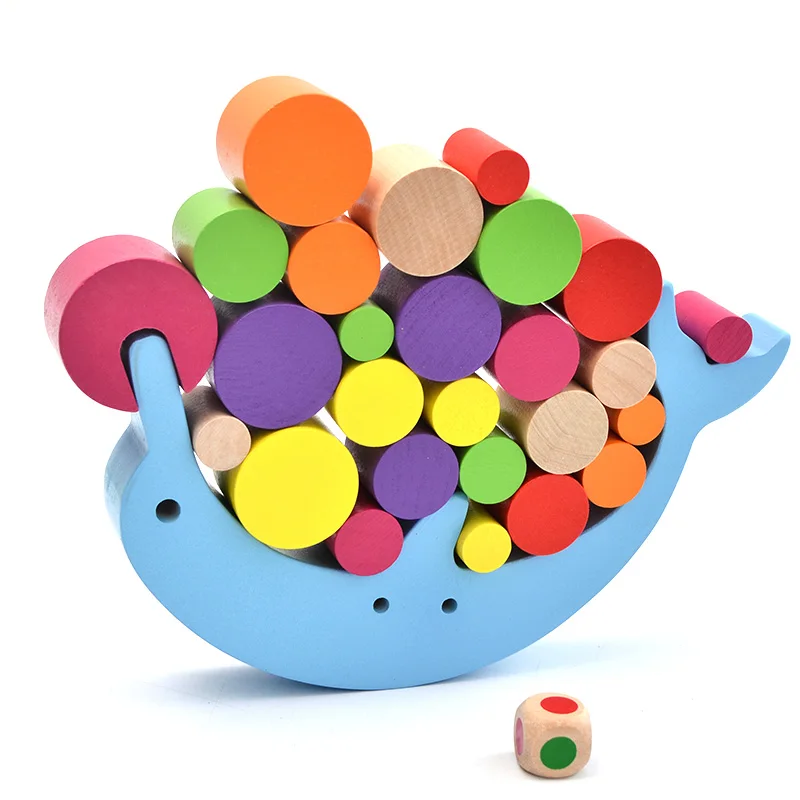 Colorful Children play matching Game Early Educational Wooden Semi-finished cylinder dolphin Toy For Toddlers Kids Girls Boys