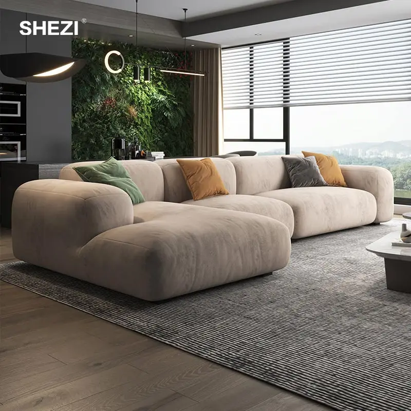 SHEZI Nordic роскошный L-образный диван для гостиной простой бархатный модульный секционный