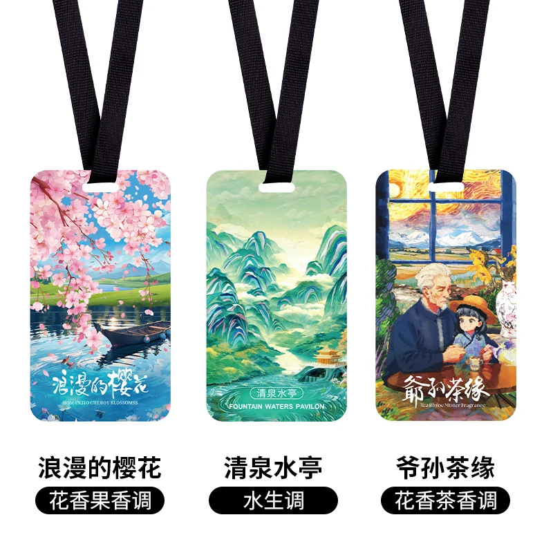 Modern aromatherapy tablet car aromatherapy cherry blossom pattern mountain spring flowing water tea art Zen customization