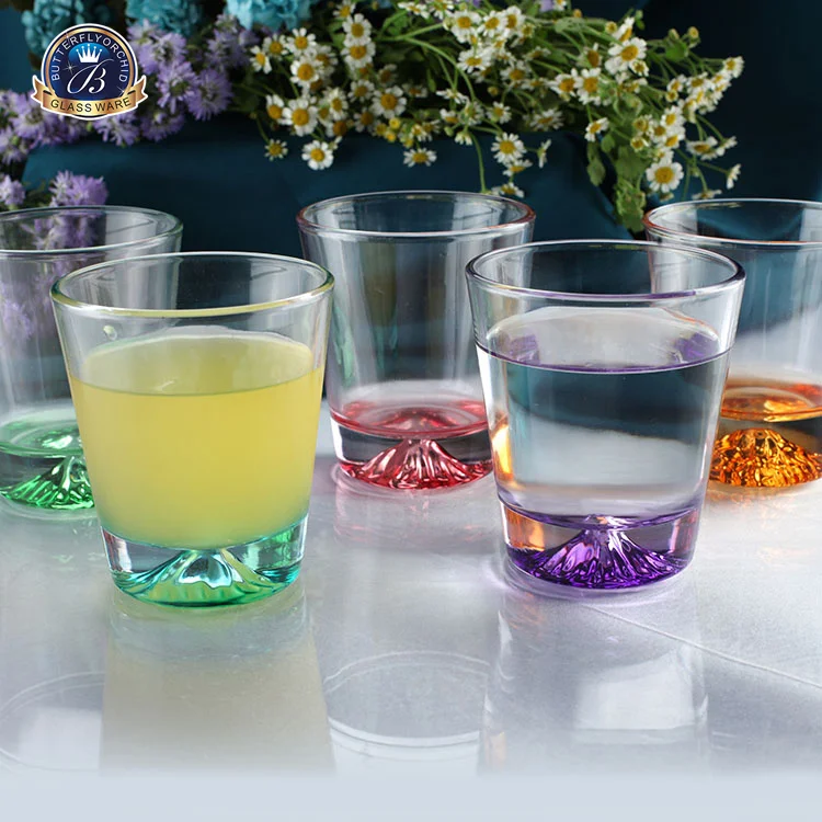Japanese Style Mount Fuji Crystal Wine Glass Snow Mountain Glass Hollow Thick Bottom Whisky Cup shot glass