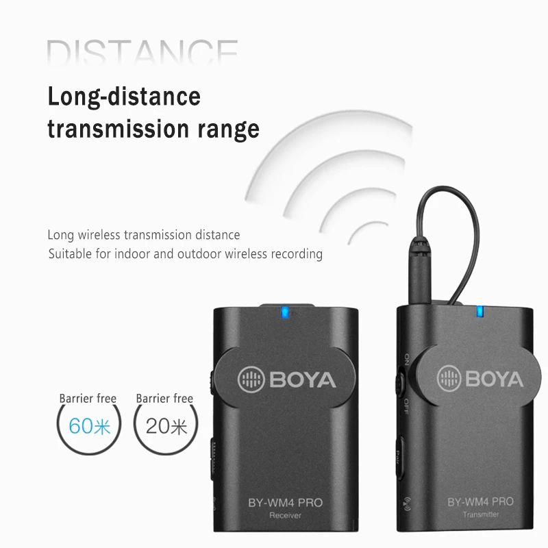 BOYA BY-WM4 Pro K1 K2 K3 K4 K5 K6 Wireless Condenser Microphone Lavalier Lapel Interview Mic for iPhone Canon Nikon Cameras
