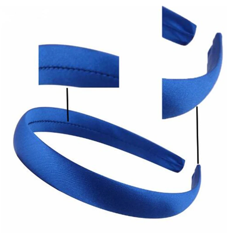 50pcs 15mm 24 Colors Satin Fabric Covered Resin Hairband Children Adult Fabric Wrapped Headband Kids Headwear Hair Accessories