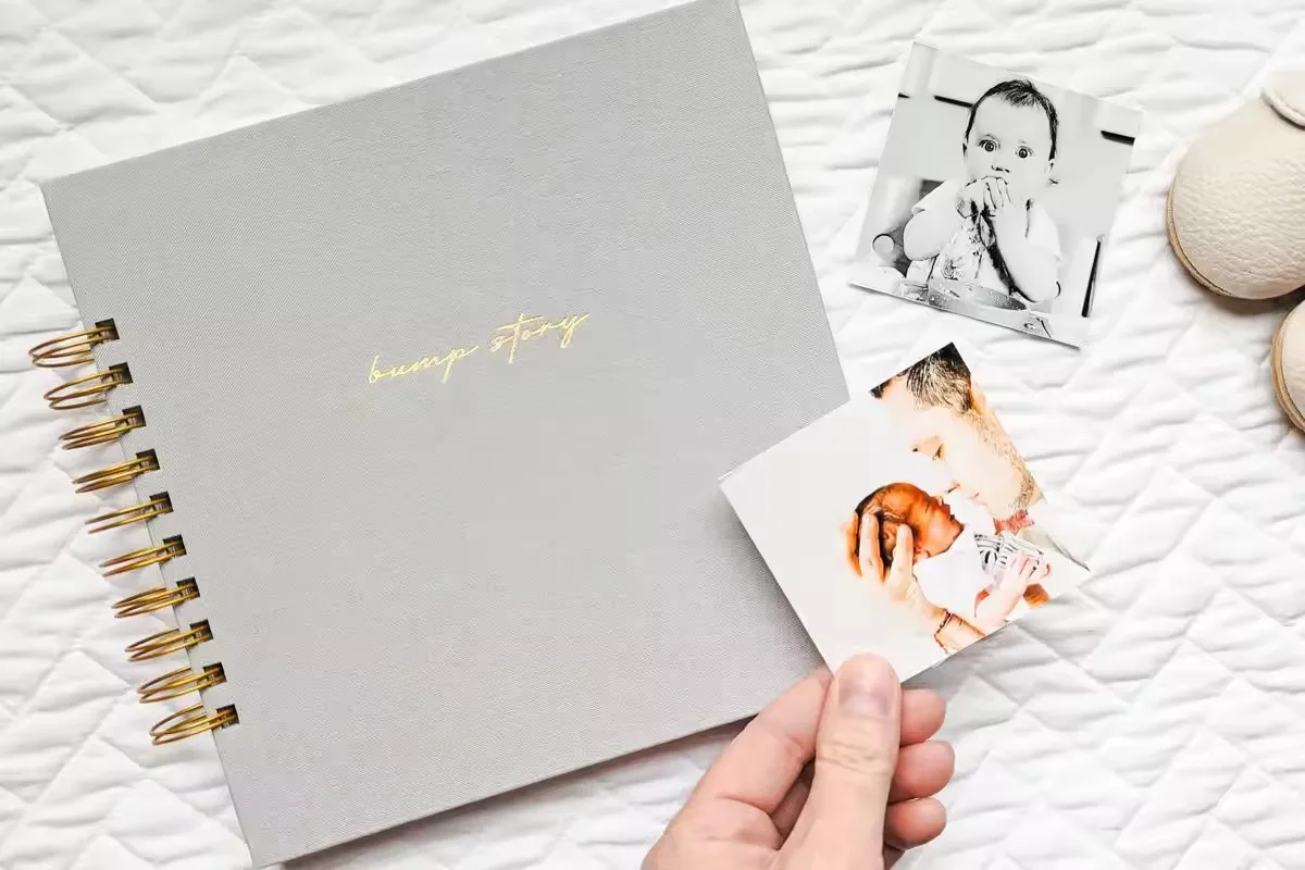 customized New Baby Gift Shower Pregnancy Book Linen Journal Hardbound Baby Book Journal Memory