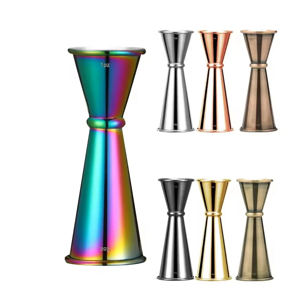 R 304 Stainless Steel Roll-Rim Jigger Measuring Caduated Ounce Cups for Cocktail Bartending Home Party Uup Grse Hotels Bar Tools