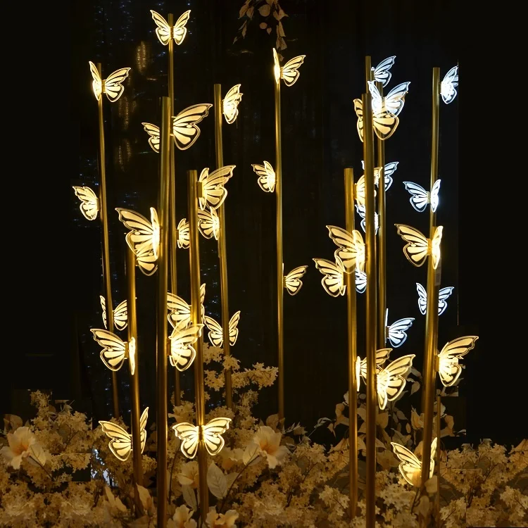 hot sale LED acrylic butterfly  walkway stand for wedding decoration, Christmas decoration, stage background