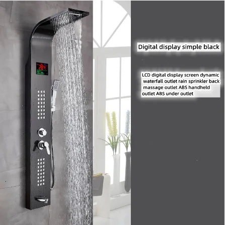 2022 best selling patterned walking corner design led light rain stainless steel shower wall shower panel