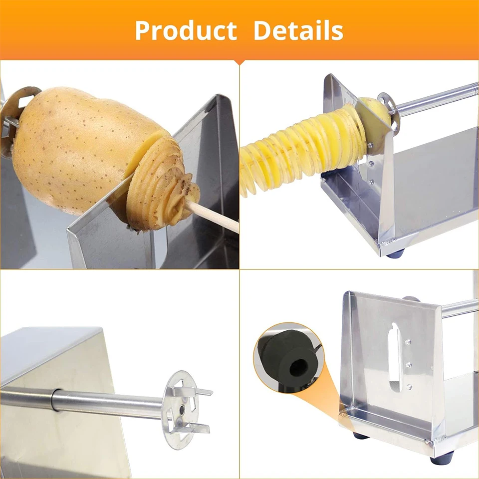 YF-PT100 Tornado Potato Spiral Cutter, Manual Stainless Steel Potatoes Twister Slicer