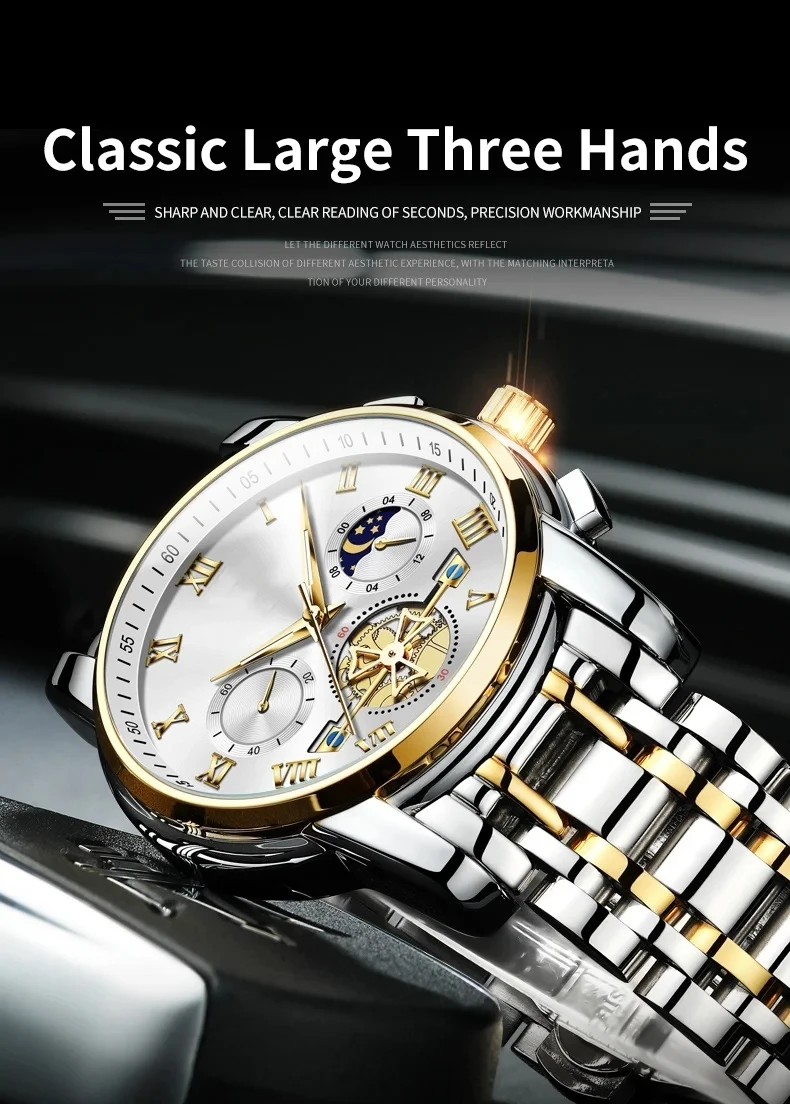 Custom Wrist Watch Watches Men Original Chinese Quartz OLVES Golden Blue Design Chronograph Watch