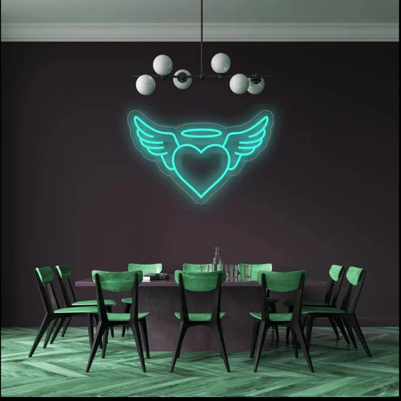 Bokang Fashion Angel Wings Light Neon Sign Led Custom Neon Sign For Gym Wall Bedroom