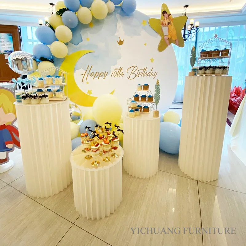 Party Events Decoration Paper Pillars Elegant Wedding Dessert Stand Cake Table
