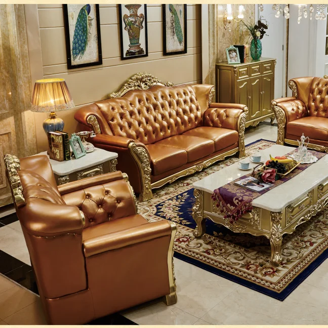 Wooden Living Room French Style Classic Sofa Royal Victorian Furniture Sofa Set Living Room Set
