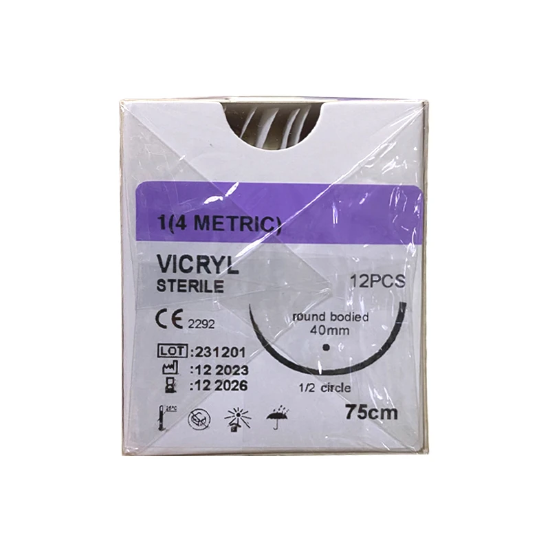 1/2 Circle Round Bodied 75cm 90cm 2/0 1/0 0# Pga 910 Violet Vicry Surgical Sutures