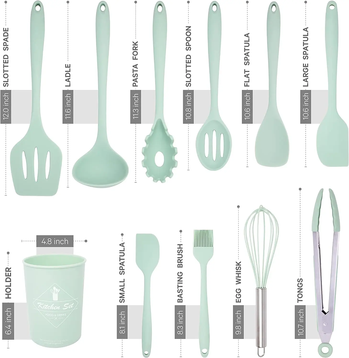 Can Kitchen silicone spatula with wood handle silicon ladle set 12pcs kitchen utensils silicone for cookware