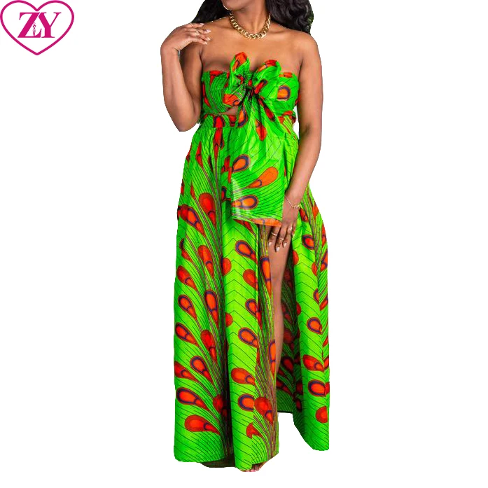 New Fashion Style African Plus Size Dress Ankara Print Maxi Skirt with Long Slit Sexy Women Clothing For Party