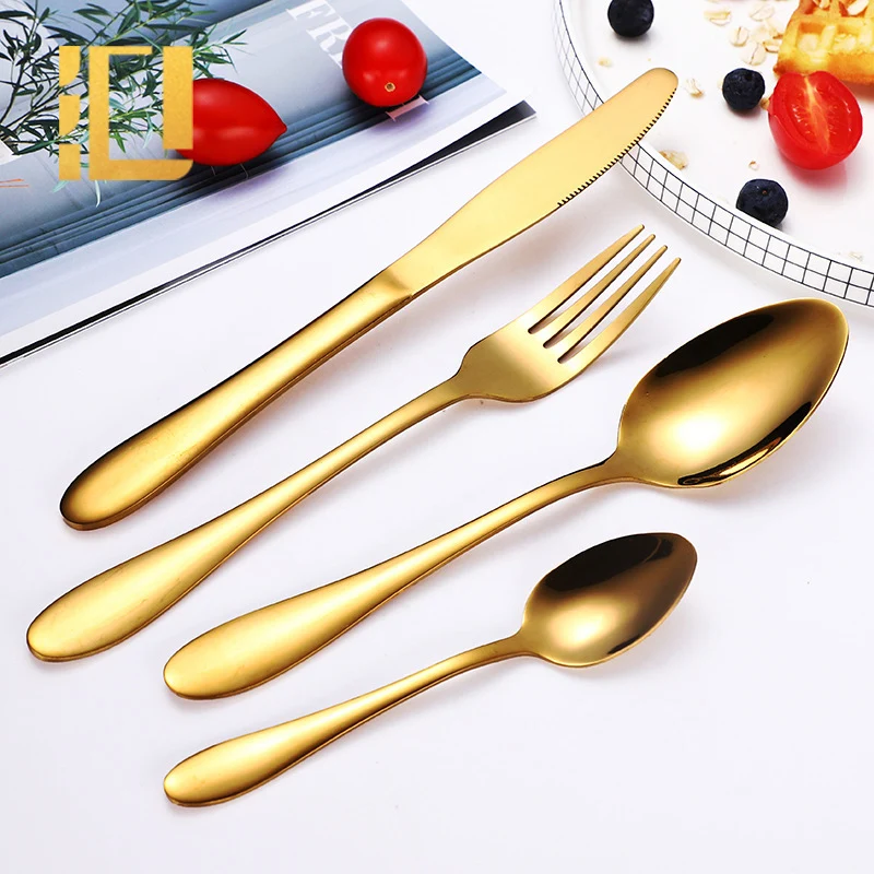 High Quality Cheap Silverware Flatware Restaurant Stainless Steel Gold Cutlery Set