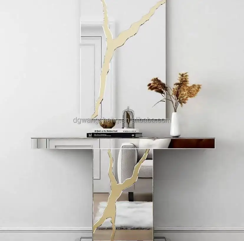 Italian style handmade beautiful mirror wall console table with recently mirror