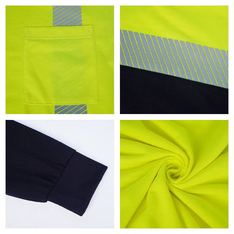 LX Wholesale Custom High Visibility Safety Polo Long Sleeve Shirt Yellow Workwear