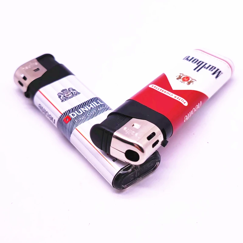 20 Years gas lighter factory wholesale wrapping stickers customized E309 disposable cigarette vapers electric lighter encendedor