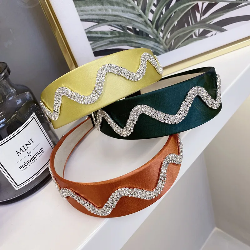 
High quality wave shape headband crystal headband wide stone headband many colors available hairbands 