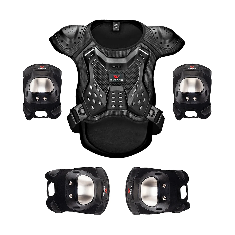 WOSAWE Motorcycle Armor Suit Roller Skating Skateboard Chest Back Spine Anti-fall Protective Gear Knee Pads Elbow Pads Suit