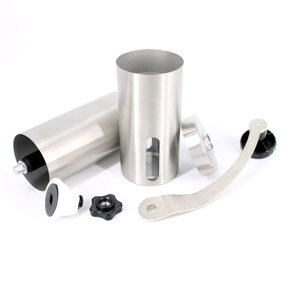 Stainless Steel Manual Coffee Grinder Outdoor Burr Mill Adjustable Setting Portable Precise Brewing Hand Crank Coffee Grinder