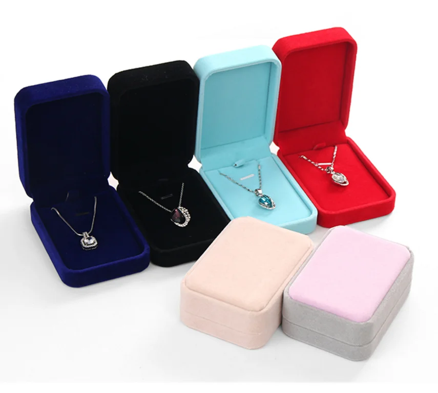 Square Octagonal Pendant Box Luxury Blue Ring Packaging Big Bowknot Jewelry Set Case Velvet Jewelry Set Box