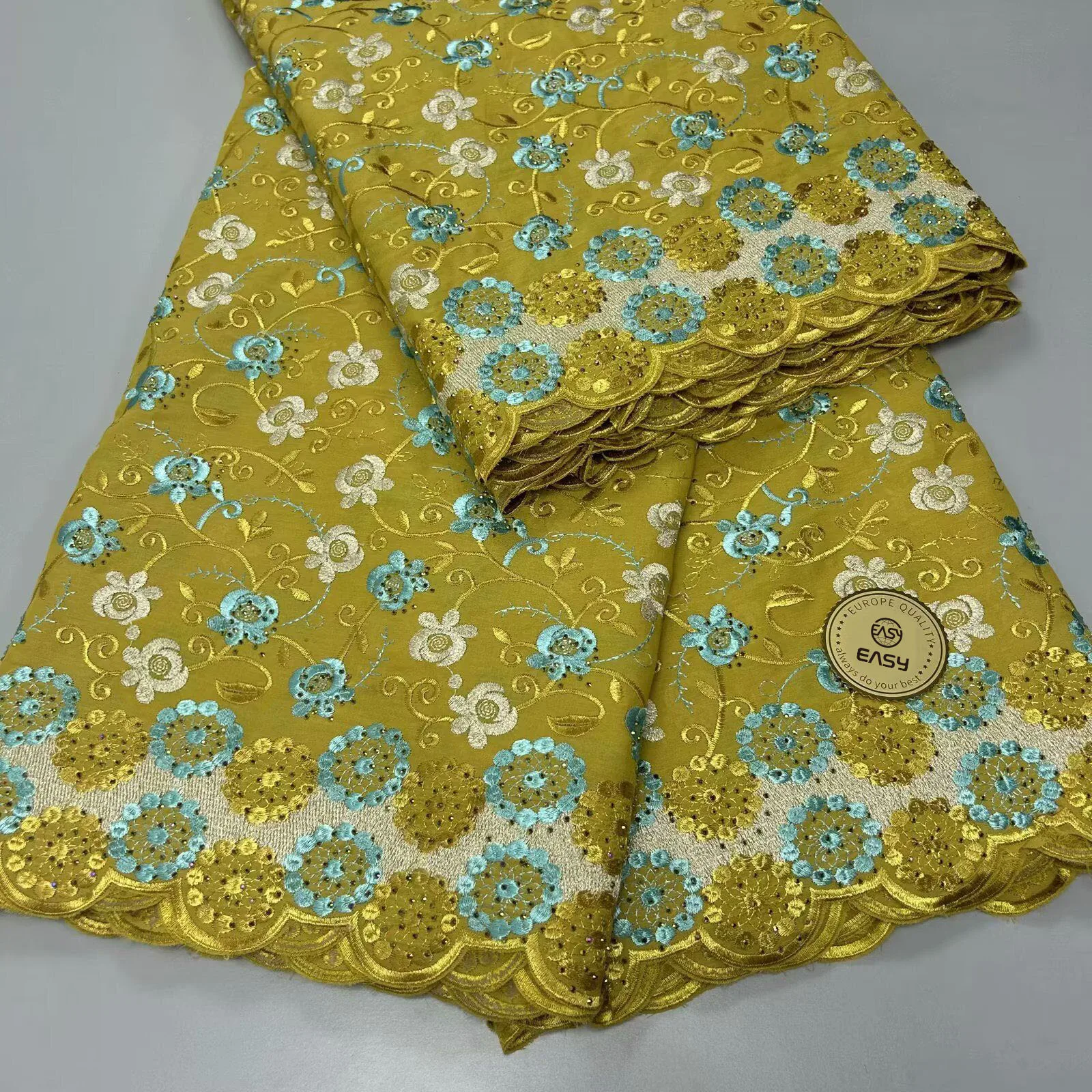 100% cotton fabric embroidered fabric  with stone for african party