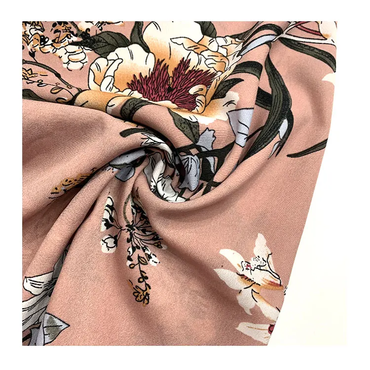 Wholesale Hight Quality 100% Polyester Floral Digital Prints 75 D Chiffon Fabric Georgette Silk Satin Material For Dresses