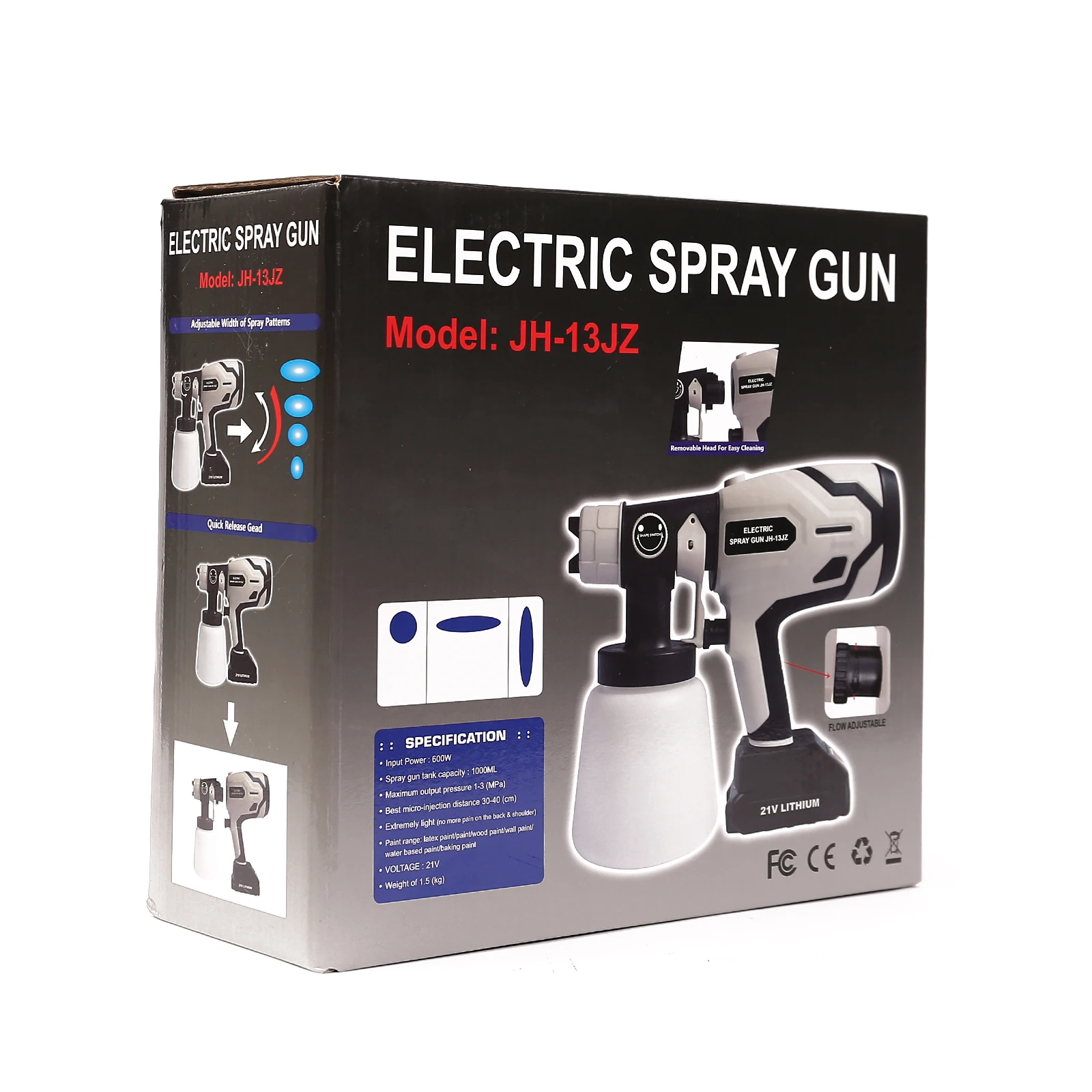 18V 180W powerful small Lithium battery spray painting machine gun Two batteries and one charging