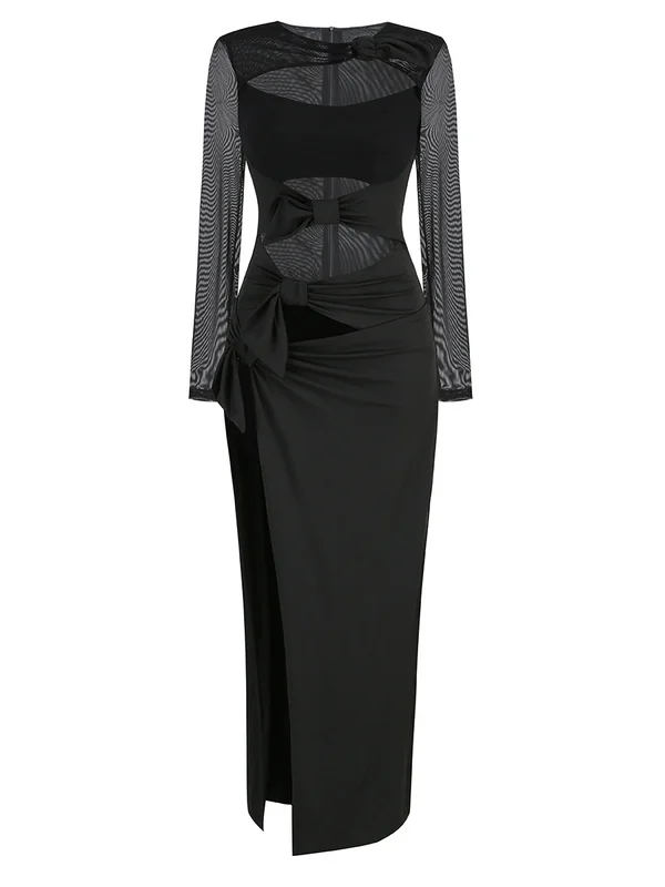 A8797 Fashion Women Clothing Black Women Maxi Dress Cutout Slit Sexy Ladies Night Club Party Dress