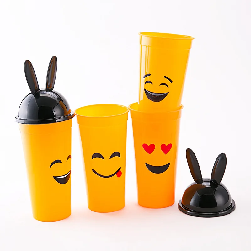 Plastic straw cup disposable with cover expression cup custom advertising milk tea beverage coffee scenic wholesale