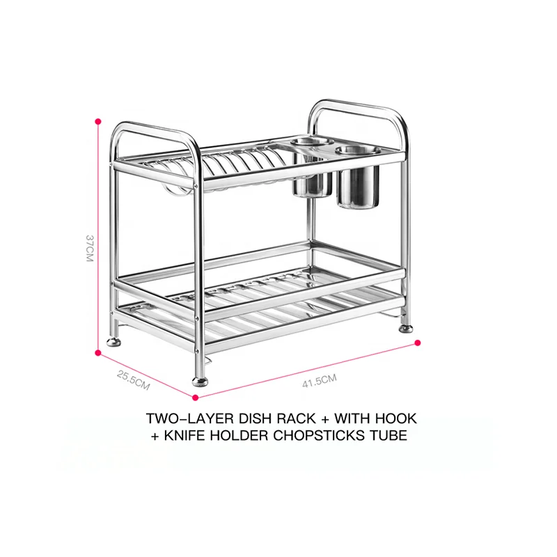 Kitchen storage rack utensils drying, washing and draining bowl rack double-layer tableware rack