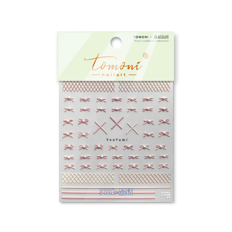 New arrival self-adhesive 5d emboss sticker ballet bow lace white black shiny color  nail sticker nail art decals