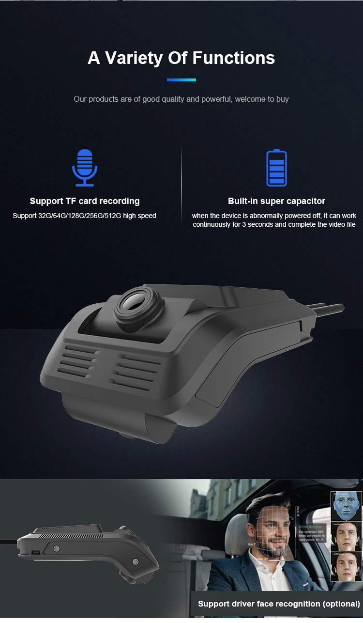 Universal Wide Angle Motion Detection Full Hd Wifi Hidden Dashcam Dash Camera 2K Dvr For Car Black Box