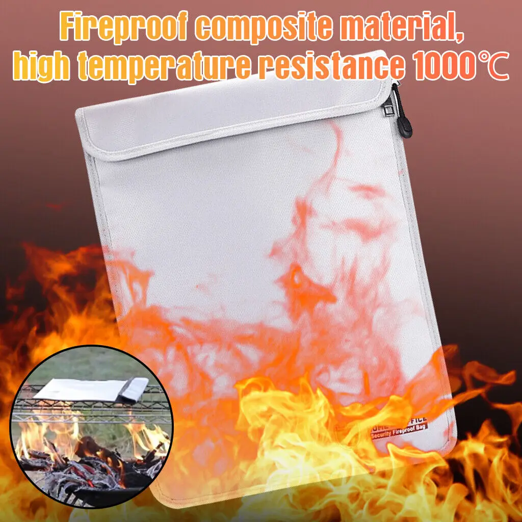 Custom Logo Waterproof A4 Document Storage Pouch with Zipper Fireproof and Secure Filing Bags for Money and Important Documents