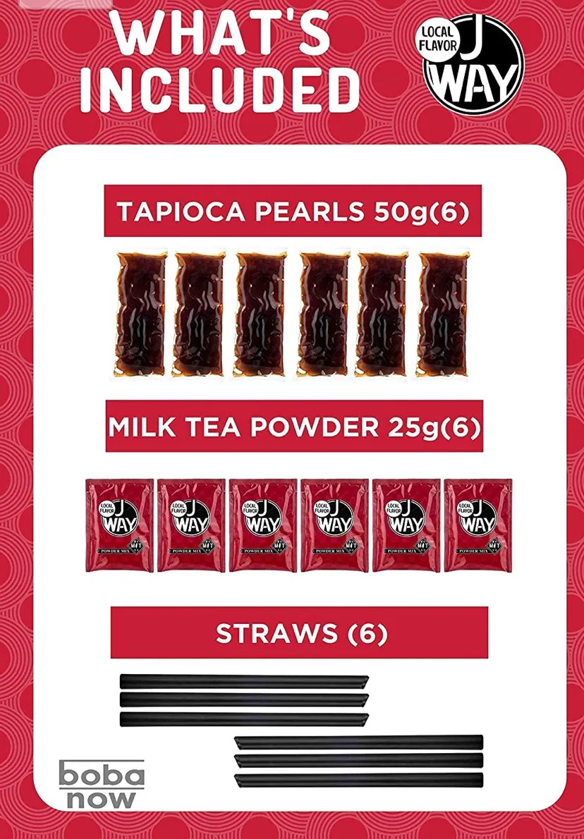  Набор для чая Tapioca Pearl Тайвань набор мгновенного приготовления из коричневого сахара (6 шт.) с 6 соломинками пузырьковый