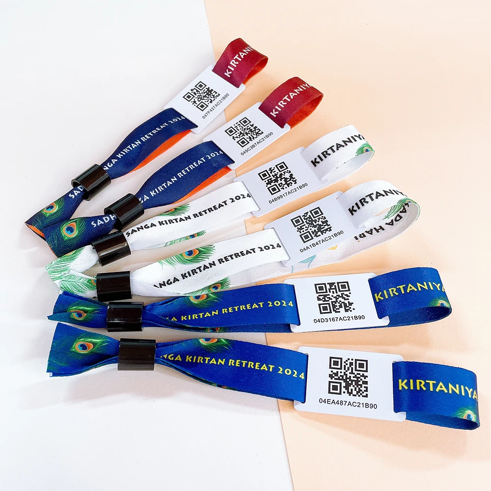 Custom Logo RFID NFC Card Wristband Polyester Cloth Woven RFID Tag Wristbands for Event Festival