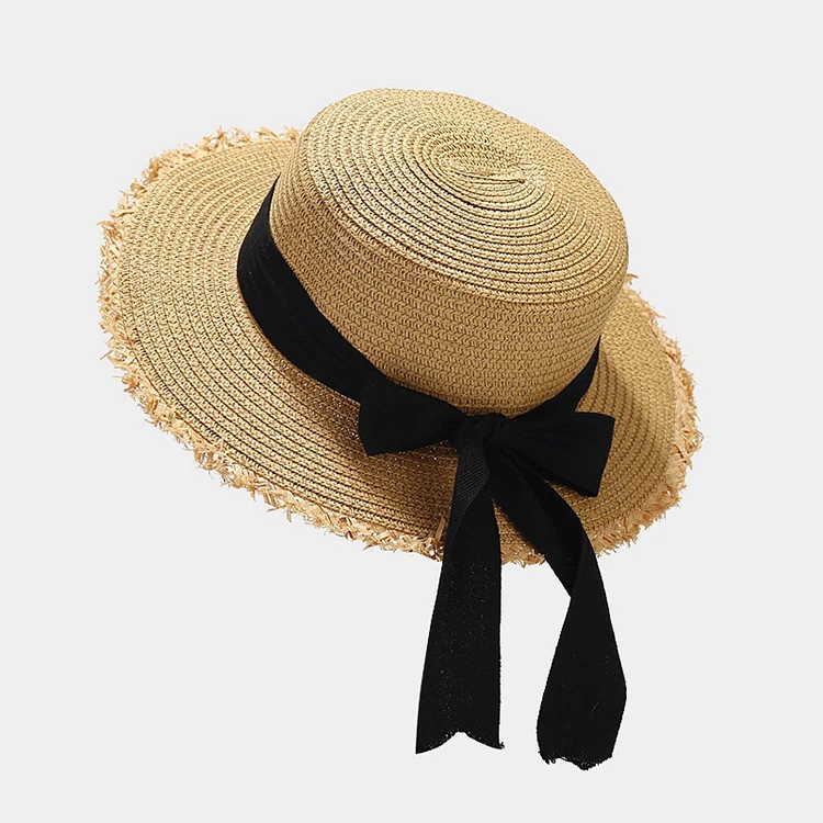 manufacture made women female moisture wicking quick dry wide brim paper straw hat large brim usa unisex bow tie ribbon head cap