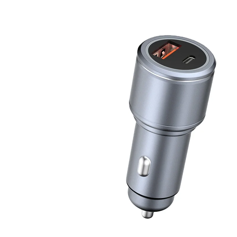 2021 Fast Charging Usb Type C Dual Ports Adapter Digital Display Portable Mobile Phone Qc 3.0 Car Charger 2 X USB 12-24V/5A 2204