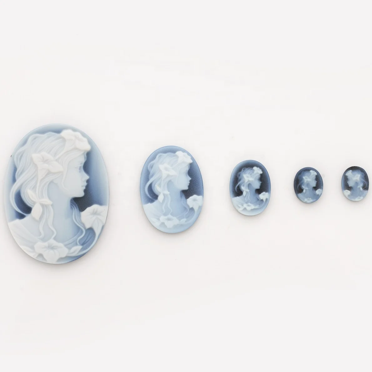 Blue Color Agate Cameos Carved Natural Gemstone Top Quality
