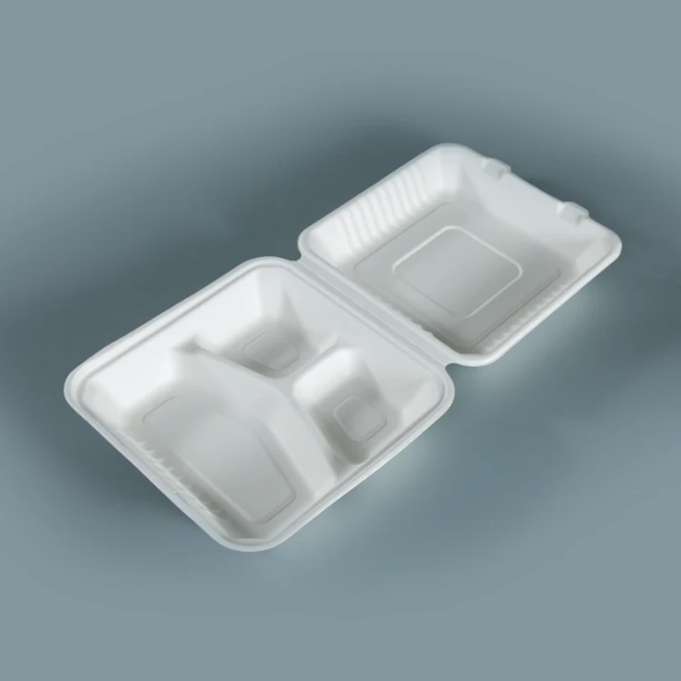 Kingwin Eco-friendly compostable disposable clamshell sugarcane food container bagasse with compartment