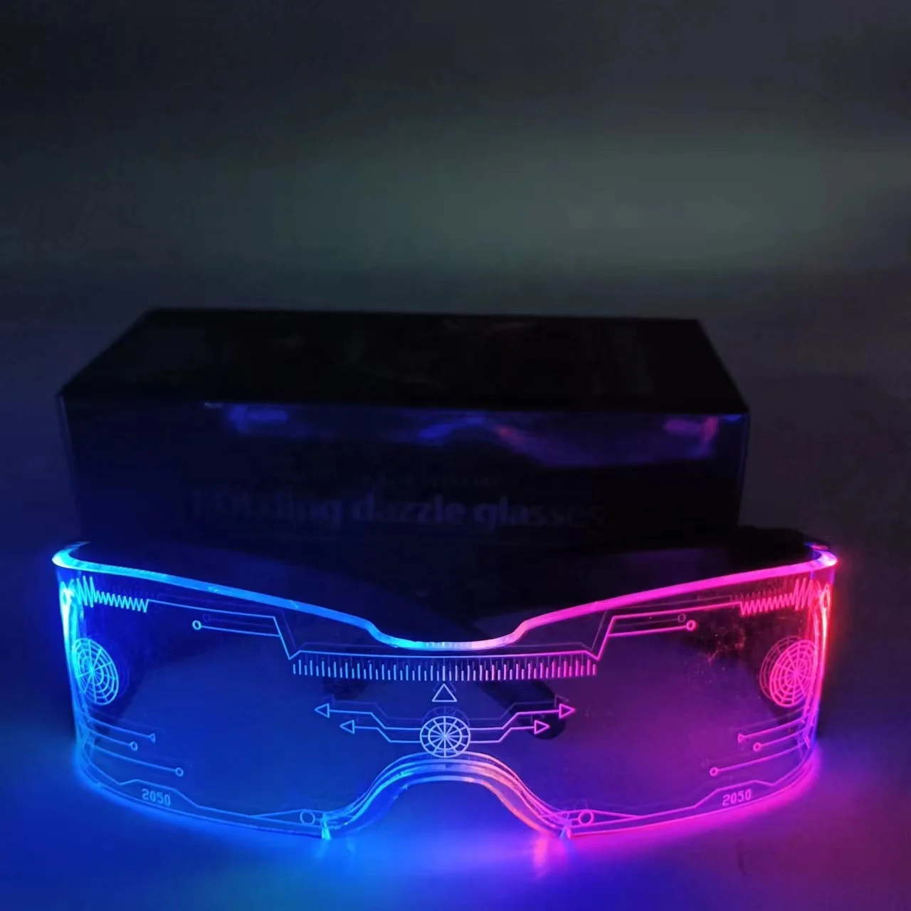 Led Folding Customized Logo LED Brille Dazzle Cyberpunk Glasses New Package Led Party Rave Light Up Glasses