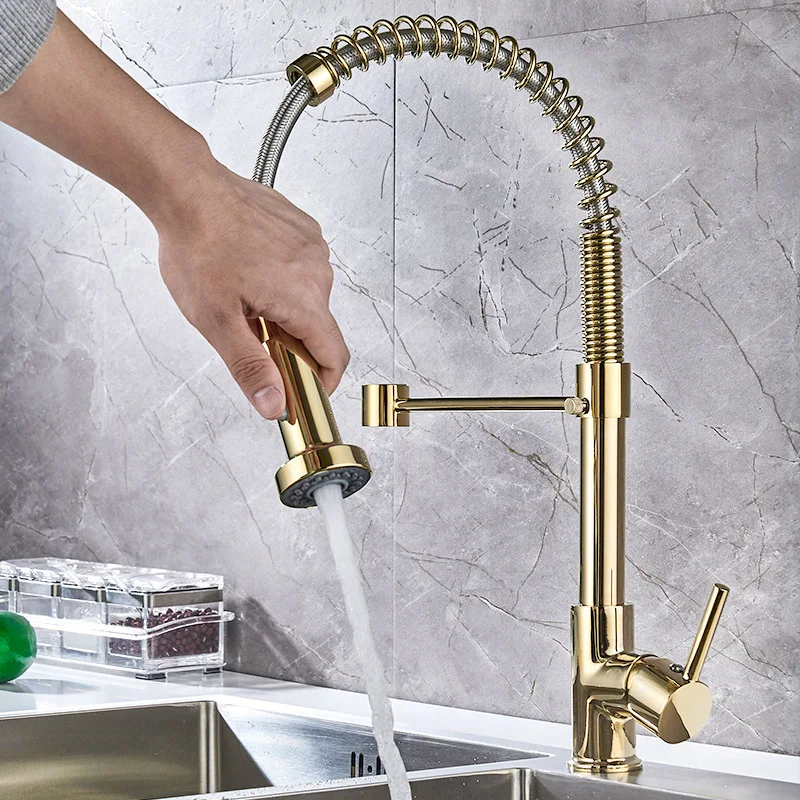 Stainless Steel  Torneira Pull Down Kitchen Taps Mixer Pull Out Spring Kitchen Sink Faucets