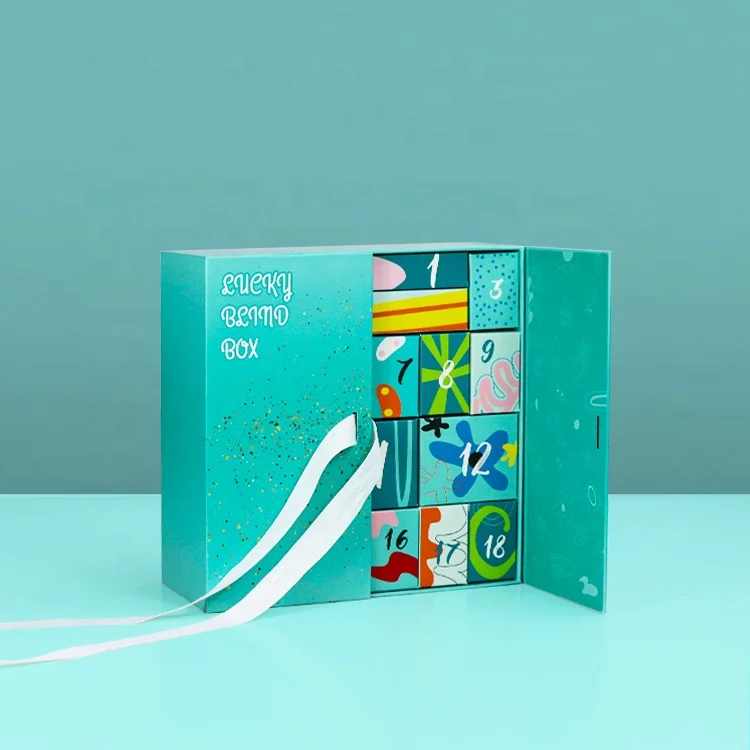 Custom Advent Calendar Empty Luxury Cardboard Paper Gift Beauty Cosmetic Packaging Countdown Christmas Advent Calendar Box