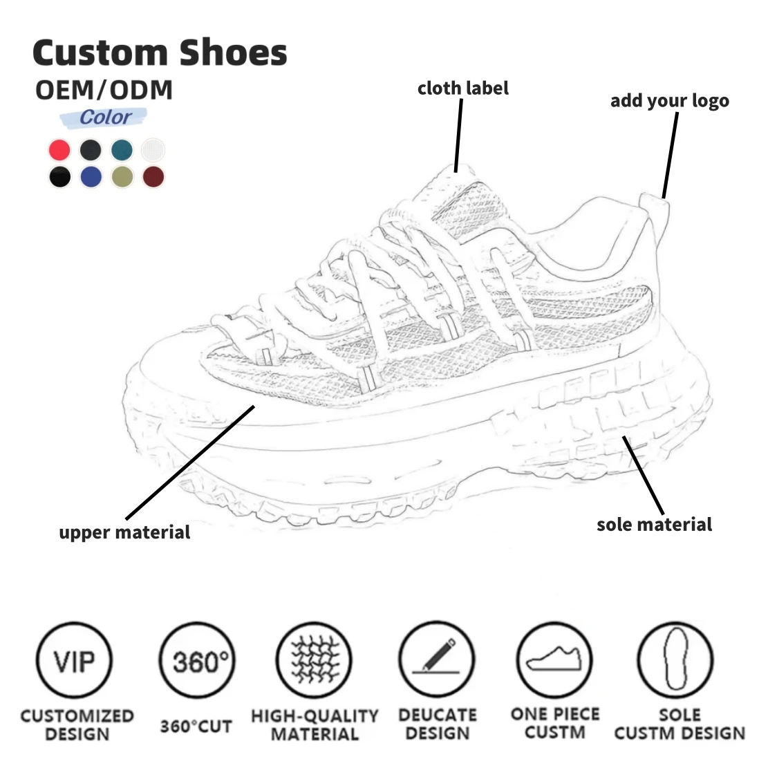 Custom Sneaker Manufacture Casual Sneakers High Quality Sport Running Shoes Breathable Jogger Walking Style Tire Shoes Custom